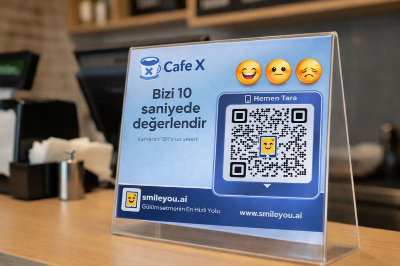 Kasada QR kod standı ile müşteri anketi
