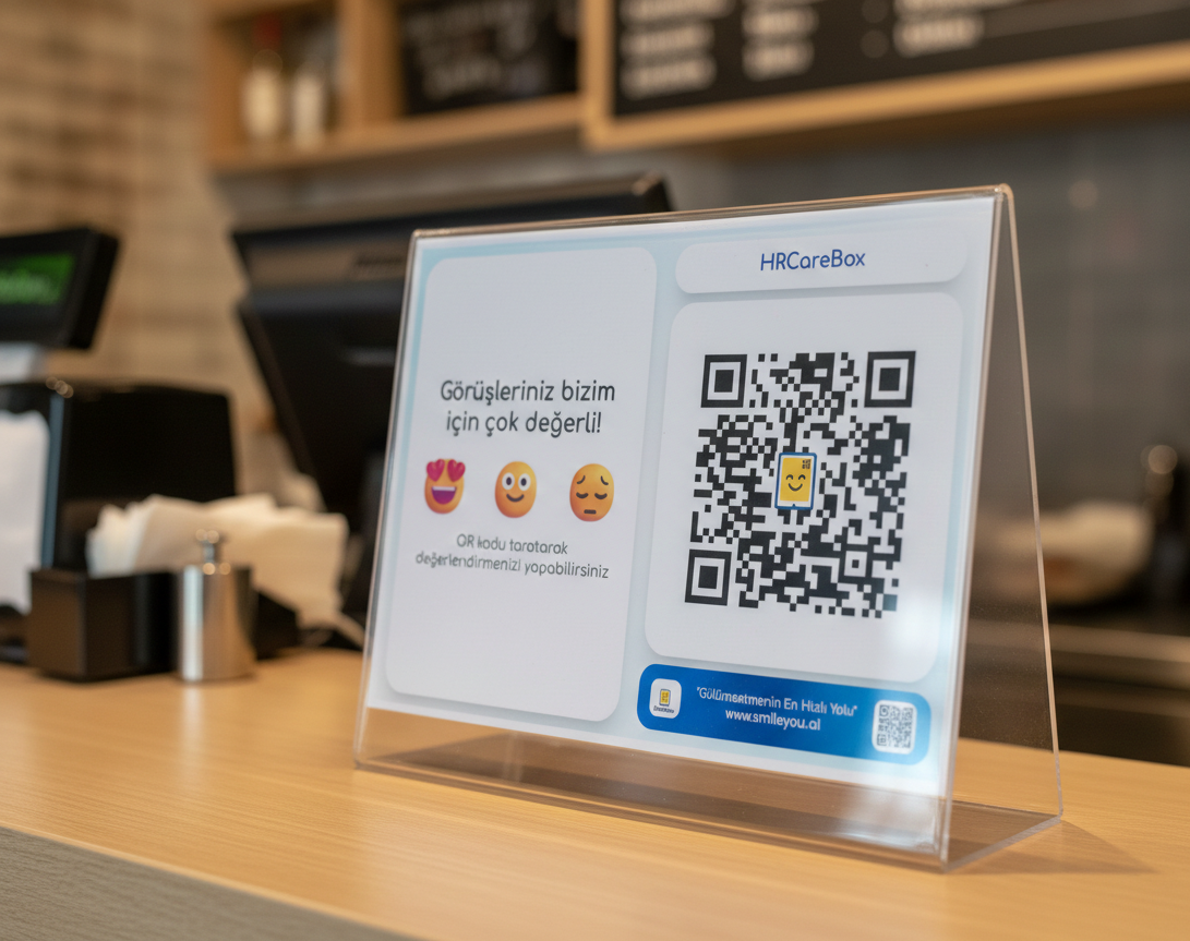 Kasada QR kod standı ile müşteri anketi